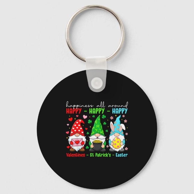 Funny Happy Valentines St Patrick Easter Holiday C Key Ring (Front)