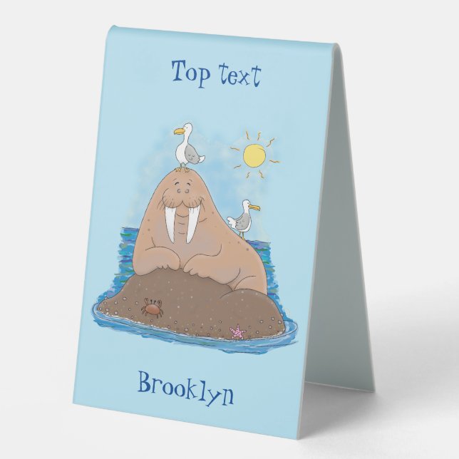 Funny happy walrus cartoon illustration (Front)