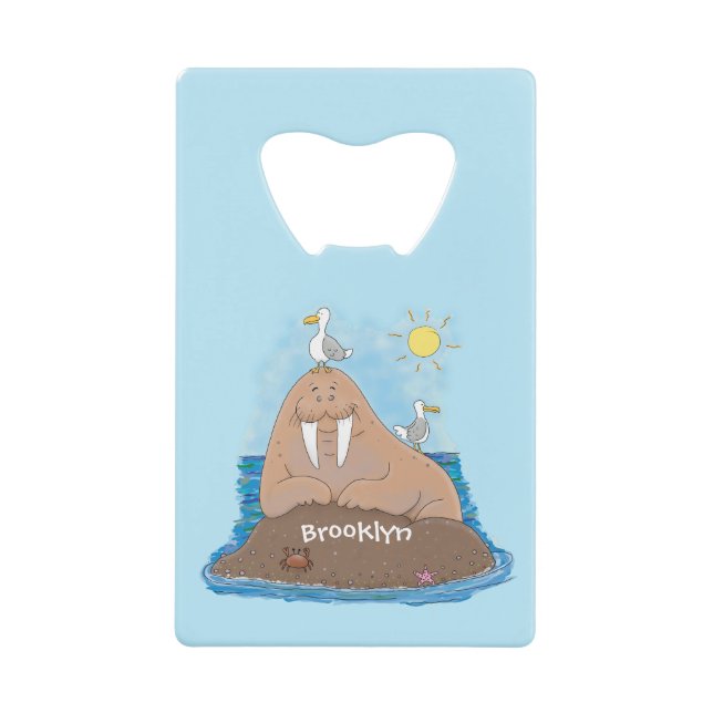 Funny happy walrus cartoon illustration (Front)