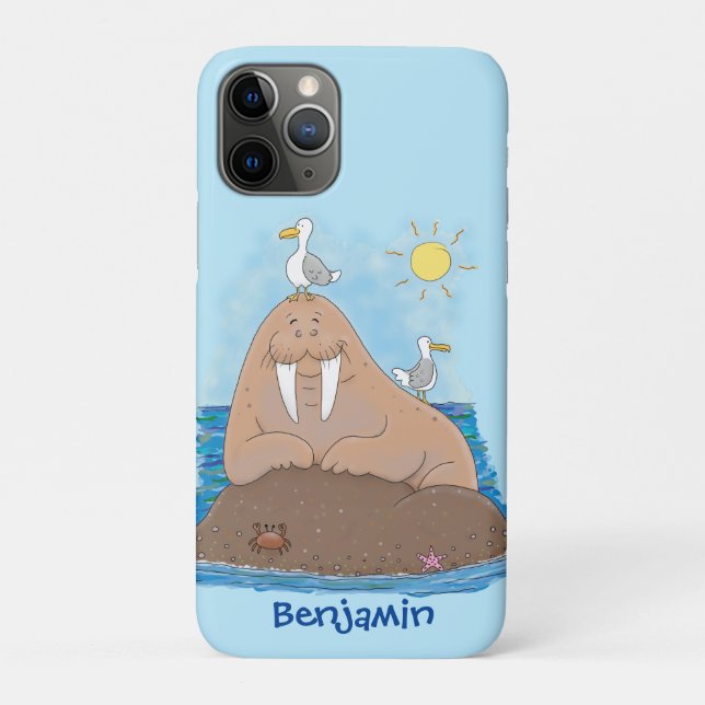 Funny happy walrus cartoon illustration Case-Mate iPhone case (Back)