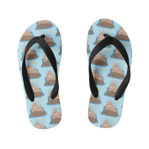 Funny happy walrus cartoon illustration kid's thongs