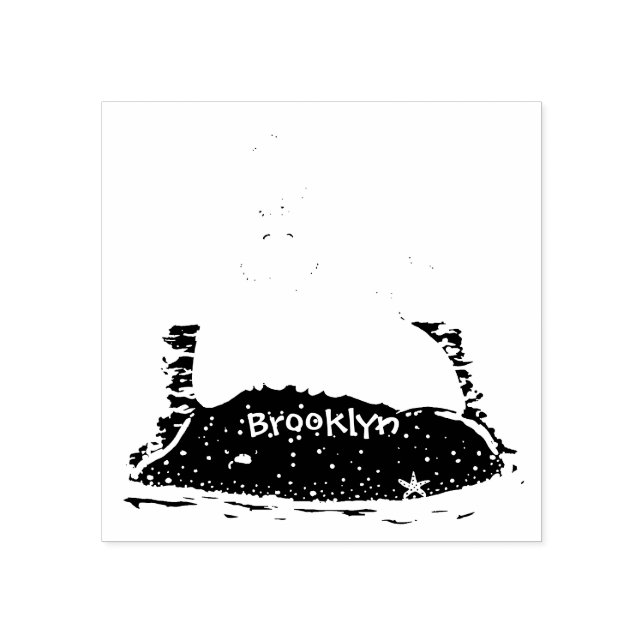 Funny happy walrus cartoon illustration rubber stamp (Imprint)