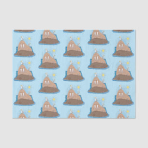 Funny happy walrus cartoon illustration tissue paper