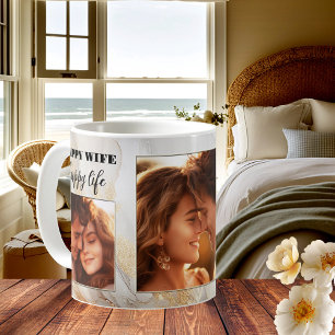 Funny Happy Wife Gold Artistic Wedding Mug