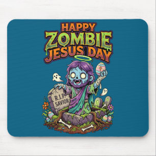 Funny happy zombie jesus day easter men mouse pad