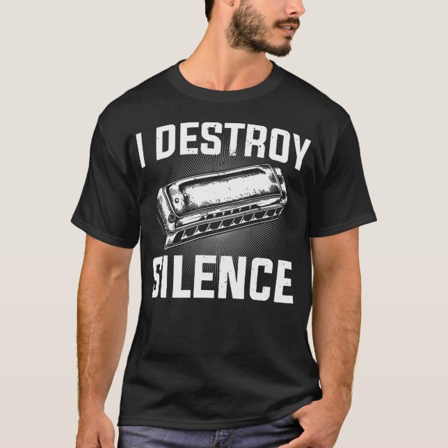 Funny Harmonica Art For Music Player T-Shirt (Front)