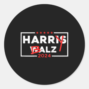 Funny Harris W 24 Harry B 2024 Meme Democratic On Classic Round Sticker