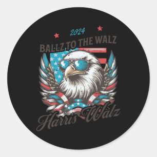 Funny Harris Walz 2024 Ballz To The Walz Election  Classic Round Sticker