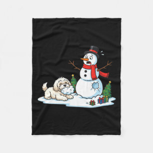 Funny Havanese Snowman Christmas Tree Xmas Womens  Fleece Blanket