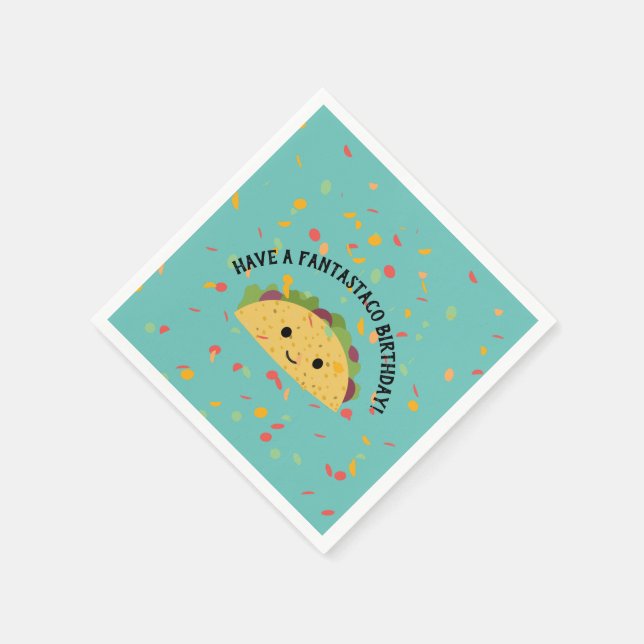 Funny Have a Fantastaco Birthday and Kawaii Taco Napkin (Corner)