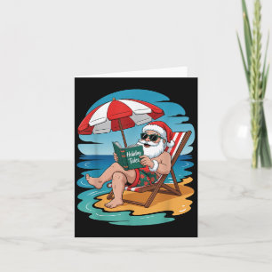Funny Hawaii Beach Christmas In July Santa Reading Card