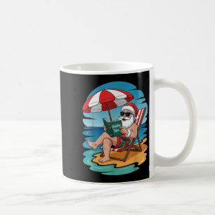 Funny Hawaii Beach Christmas In July Santa Reading Coffee Mug
