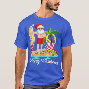 Funny Hawaii Santa Surfing Surfers Merry Christmas T-Shirt