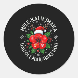 Funny Hawaii Santa Xmas Tree Surfing Vacation July Classic Round Sticker