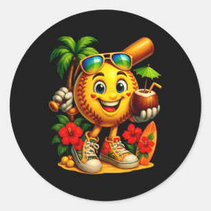 Funny Hawaii Softll Ll Hawaiian Tropical Summer Va Classic Round Sticker