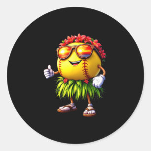 Funny Hawaii Softll Ll Hawaiian Tropical Summer Va Classic Round Sticker