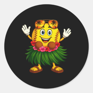 Funny Hawaii Softll Ll Hawaiian Tropical Summer Va Classic Round Sticker