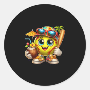 Funny Hawaii Softll Ll Hawaiian Tropical Summer Va Classic Round Sticker