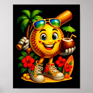 Funny Hawaii Softll Ll Hawaiian Tropical Summer Va Poster