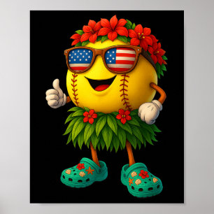 Funny Hawaii Softll Ll Hawaiian Tropical Summer Va Poster