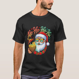 Funny Hawaiian Alo-ho-ho-ha Santa Surfing Christma T-Shirt