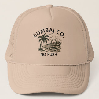 Funny Hawaiian Bumbai Co No Rush Retro Surf Beige Trucker Hat