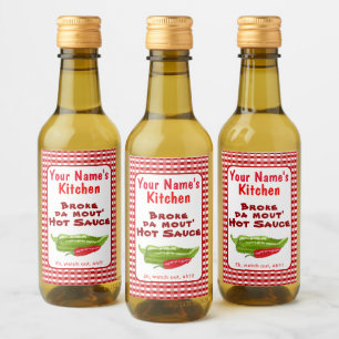 Funny Hawaiian Homemade Hot Sauce Chili Pepper Art Wine Label