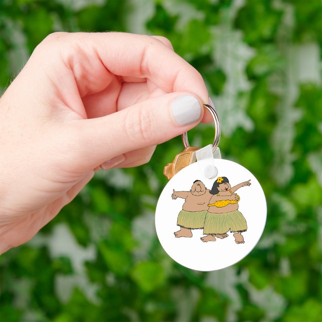 Funny Hawaiian Hula Dancers Cartoon Key Ring (Creator Uploaded)