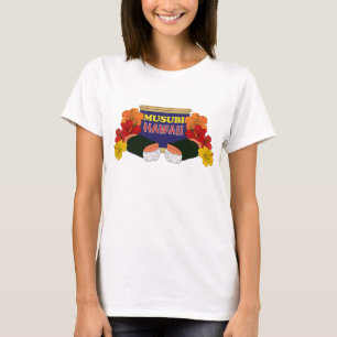 Funny Hawaiian Musubi and Hibiscus Flowers T-Shirt