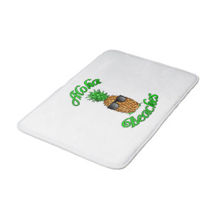 Funny Hawaiian Pineapple Aloha Beaches Bath Mat