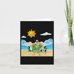 Funny Hawaiian Santa Claus Tropical Summer Christm Card