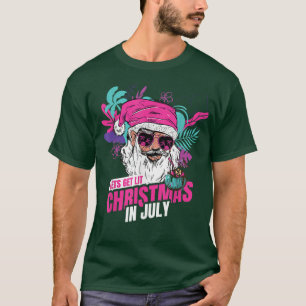 Funny Hawaiian Santa Lets Get Lit Merry Christmas T-Shirt