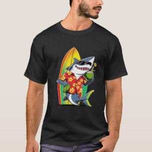 Funny Hawaiian Shark Drink Coconut Hawaii Summer  T-Shirt