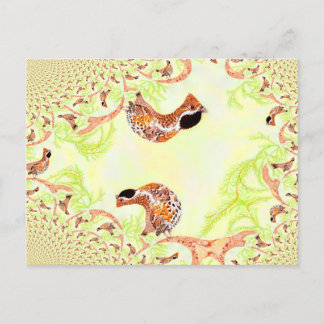 Funny Hazel Grouse Illustration Collage Postcard