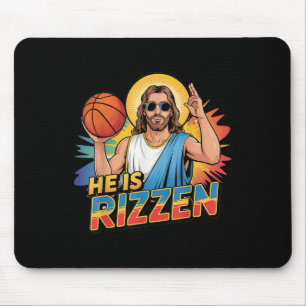 Funny He Is Rizzen Jesus Shirt Basketball Boys Kid Mouse Pad