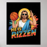 Funny He Is Rizzen Jesus Shirt Basketball Boys Kid