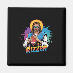 Funny He Is Rizzen Jesus Shirt Football Boys Kids  Magnet