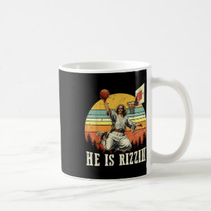 Funny He Is Rizzin Jesus Playing Basketball Christ Coffee Mug