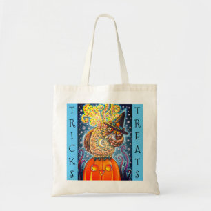 FUNNY HEADLESS HORSEMAN HOOT OWL, TRICK OR TREAT TOTE BAG