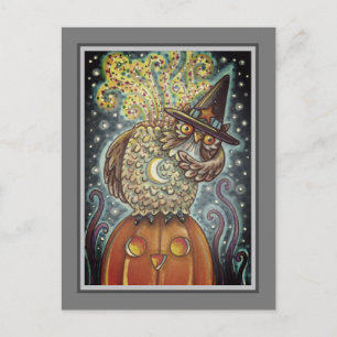 FUNNY HEADLESS HORSEMAN OWL, SLEEPY HOLLOW BIRD HOLIDAY POSTCARD