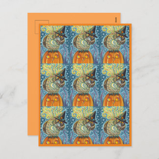 FUNNY HEADLESS HORSEMAN OWL, SLEEPY HOLLOW BIRD HOLIDAY POSTCARD