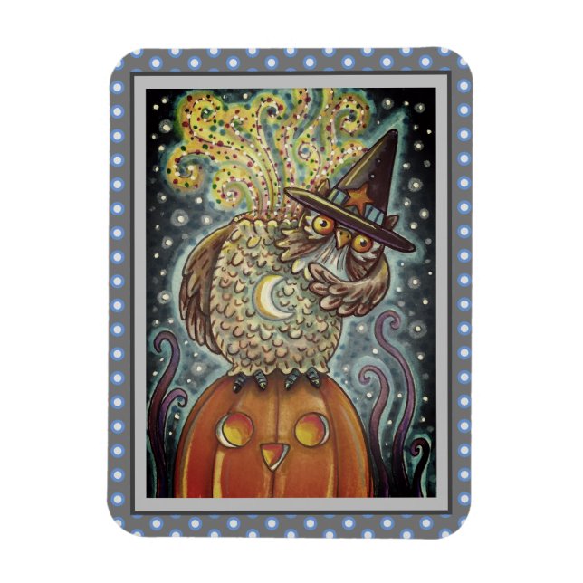 FUNNY HEADLESS HORSEMAN OWL, SLEEPY HOLLOW BIRD MAGNET (Vertical)