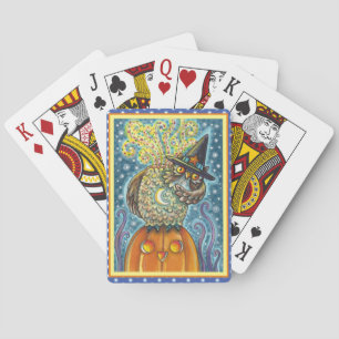 FUNNY HEADLESS HORSEMAN OWL, SLEEPY HOLLOW BIRD PLAYING CARDS