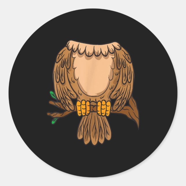 Funny Headless Owl Halloween Night Bird Costume Ea Classic Round Sticker (Front)