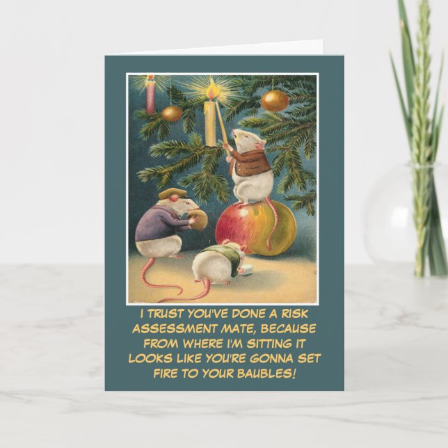 Funny health and safety Christmas Holiday Card (Front)