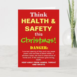 Funny Health and Safety Christmas Joke Spoof Holiday Card