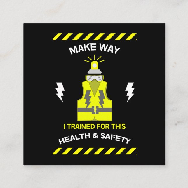 Funny Health And Safety | NEBOSH | Officer | Latte Square Business Card (Front)