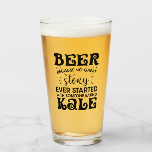 Funny Healthy Beer Versus Green Kale Humour Glass