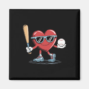 Funny Heart Baseball Player Valentines Day Kid Boy Magnet