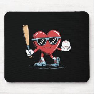 Funny Heart Baseball Player Valentines Day Kid Boy Mouse Pad